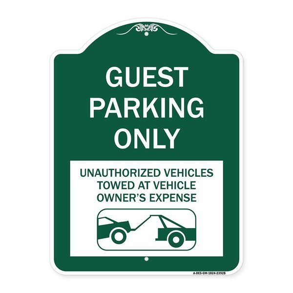 Guest Parking Unauthorized Vehicles Towed Owner Expense W/ Graphic Alum, 24